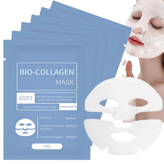 Vbolre Coco Bio Masque au Collagène Bio 6Pack Masque Facial Coréen de Nuit Anti-Rides et Liftant au Collagène Profond