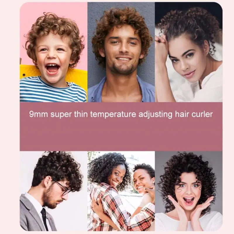 Fer à friser professionnel de 9 mm avec affichage LCD